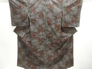 草花模様織り出し本場泥大島紬着物